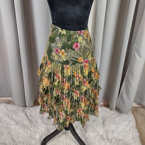 Jo Hanna York by Joan Davis Green Floral Print Skirt & Top 2Pc Set. Size 16 - Picture 6 of 15